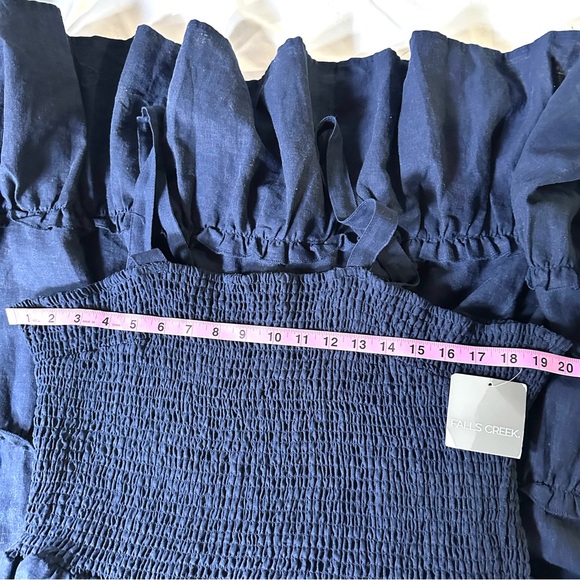 Falls Creek Women’s Maxi Dress 2X Navy Blue Smocked Cottagecore Boho vacation - Picture 7 of 10